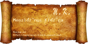 Meszlényi Klára névjegykártya